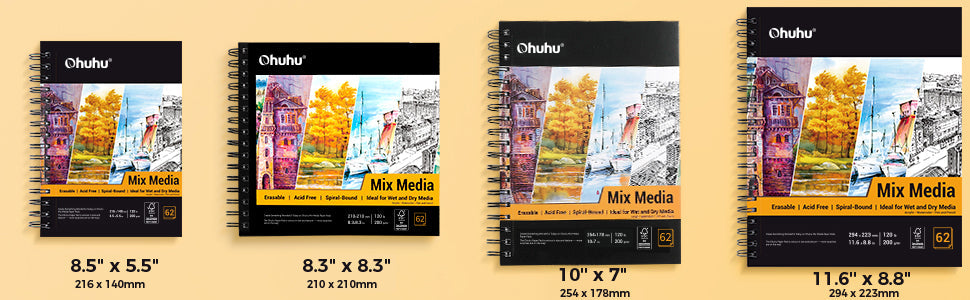 Ohuhu Spiral-Bound Mix Media Pad for Multiple Techniques