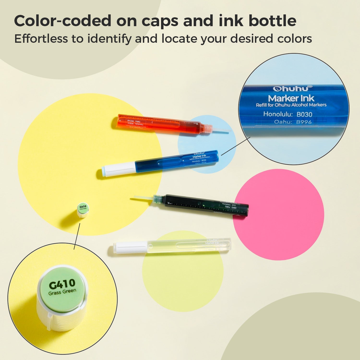Ohuhu Marker Ink E011 / E434 Refill for Alcohol marker