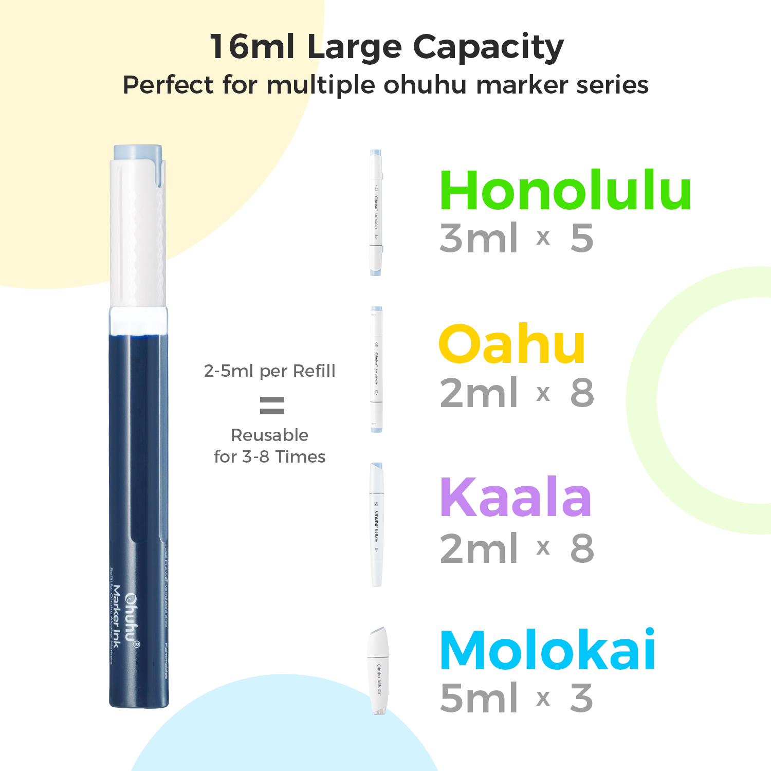 Ohuhu Marker Ink YR00 / E010 Refill for Alcohol marker